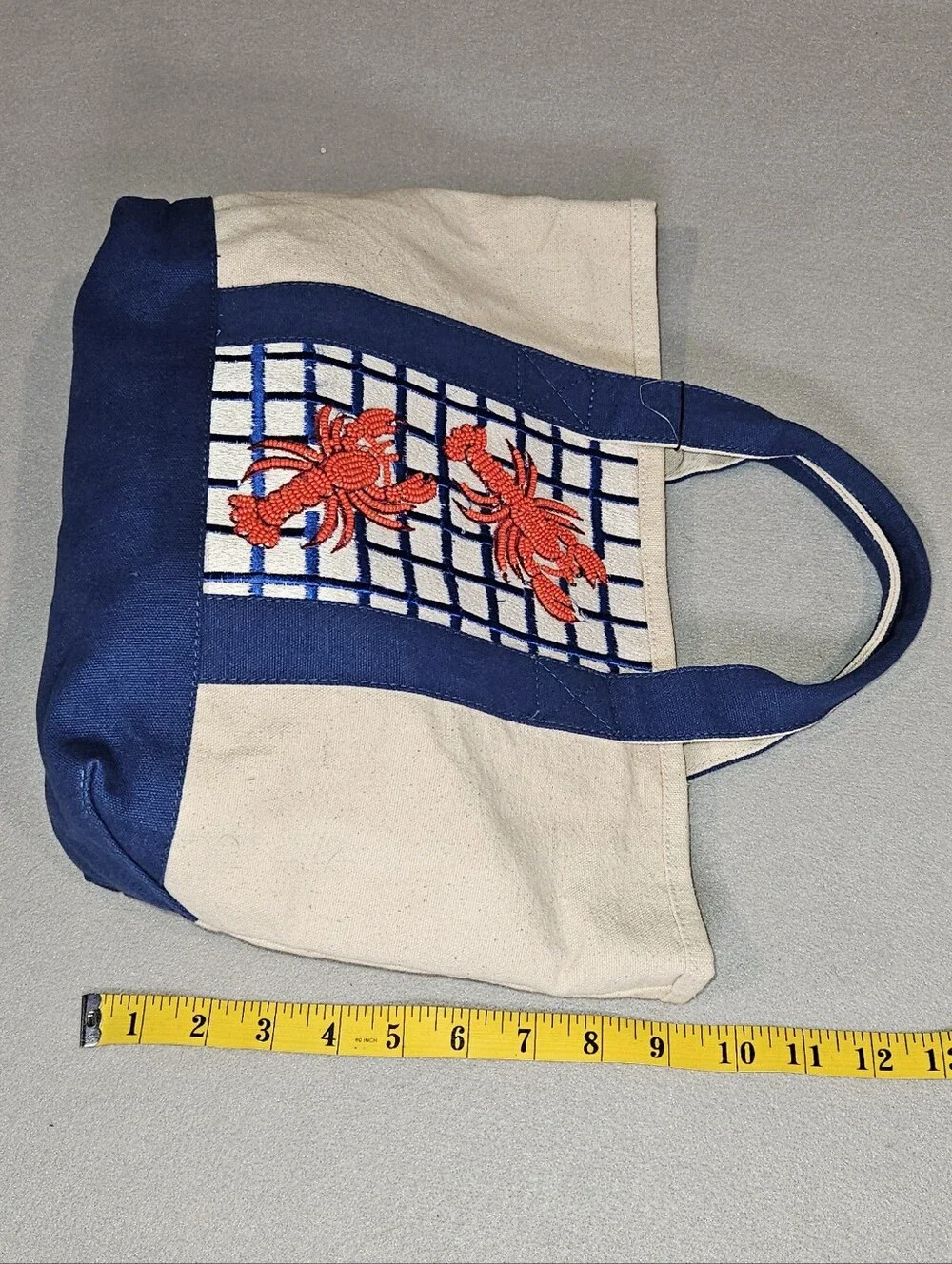 NWT America & Beyond Beaded Lobster Canvas Tote | Coastal Beach Bag | Viral Tote
